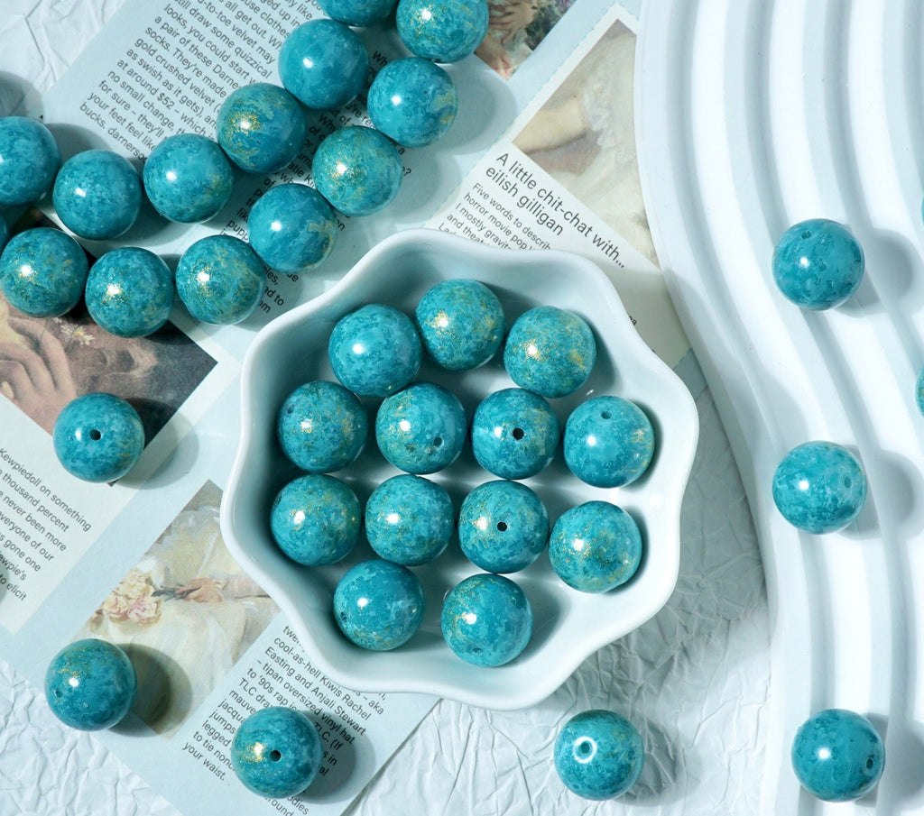 Porcelain-Style Oil Painting Glass Round Beads