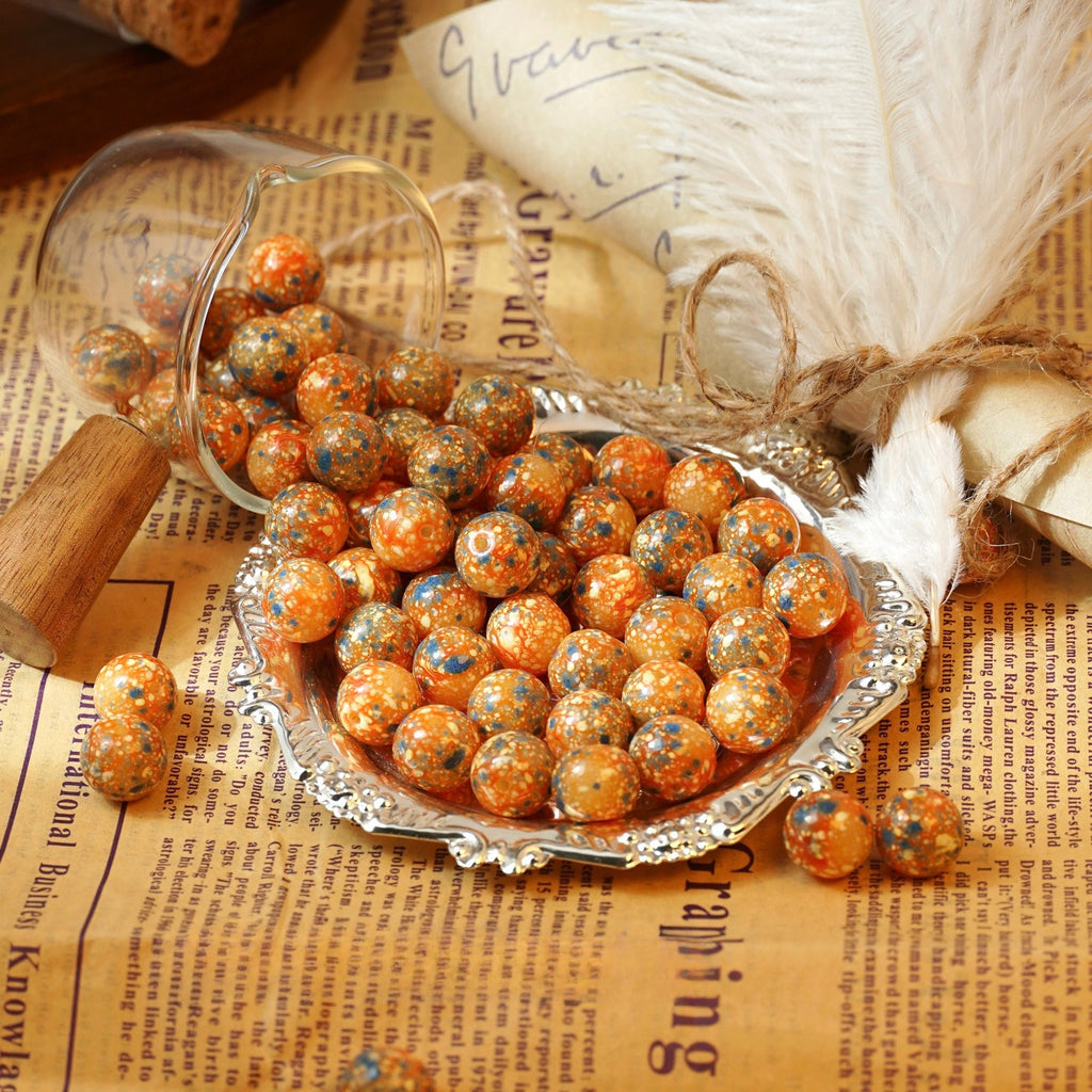 Oil-Painted Glazed Porcelain Round Beads
