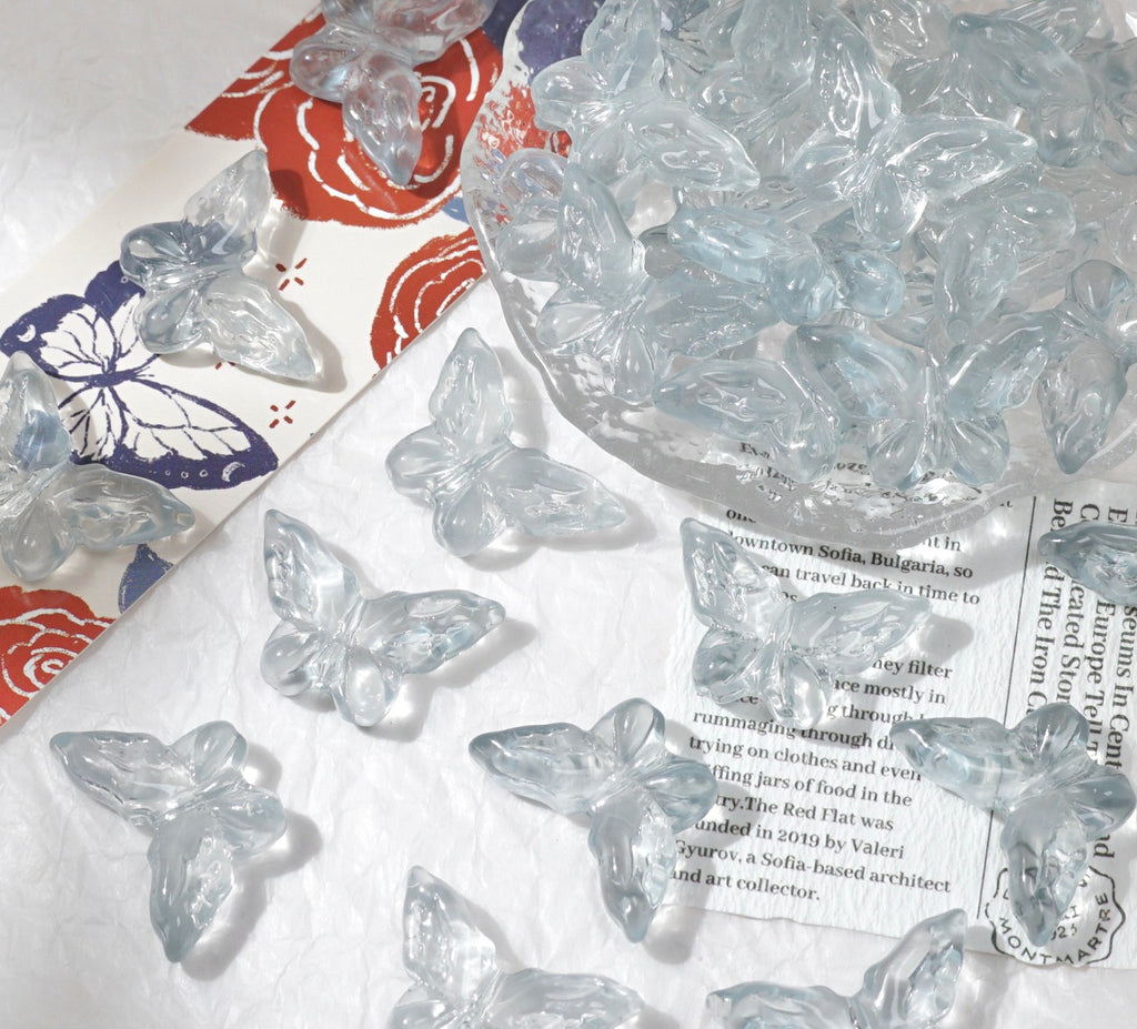 Glazed Engraved 3D Butterfly Beads (Vertical Hole)