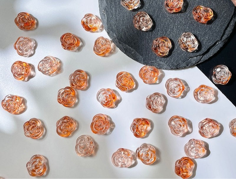 Glass Rose Beads with Horizontal Holes