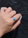 Natural Larimar Adjustable Oval Halo Ring