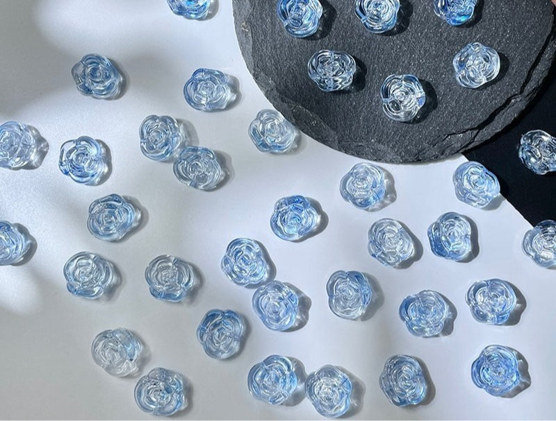 Glass Rose Beads with Horizontal Holes